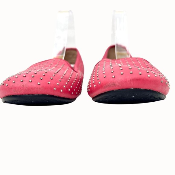 UGG ALLOWAY PINK LEATHER SILVER STUDDED SHEARLING FLATS - 10 - Picture 5 of 9